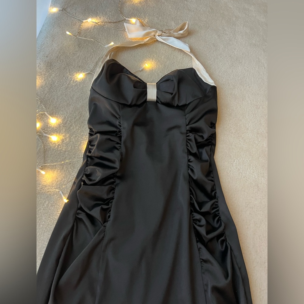 Black and White Cocktail Dress Bow Tie Over the Neck